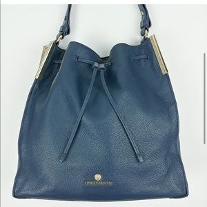 Vince Camuto Tina Bucket Bag Navy Blue Leather